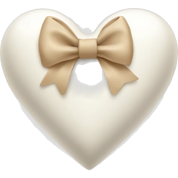 white heart with beige bow emoji
