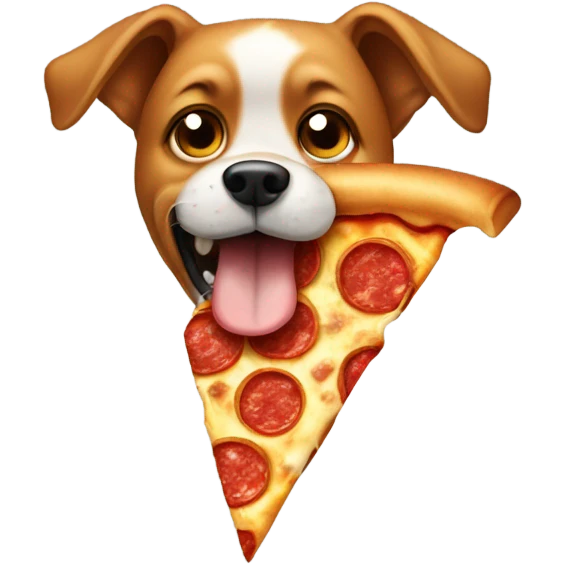 A dog eating pizza emoji
