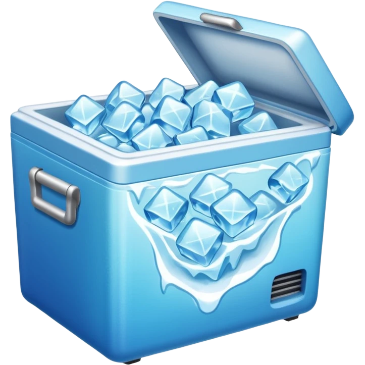 An open cooler getting dumped out with a bunch of ice spilling out emoji