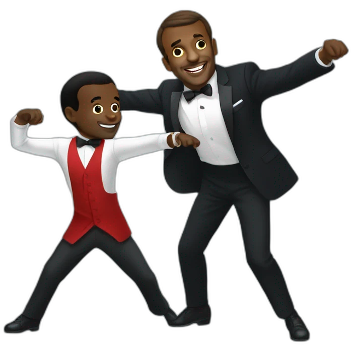 Emmanuel Macron dancing tango with a black man emoji