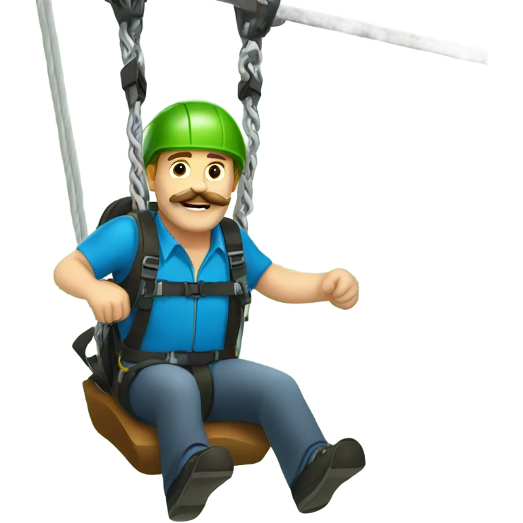 white man with mustache zip lining emoji
