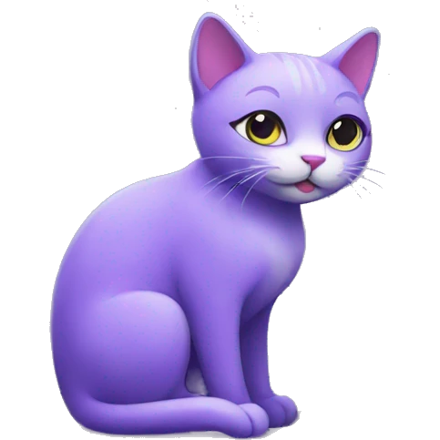 purple cat with a flower emoji