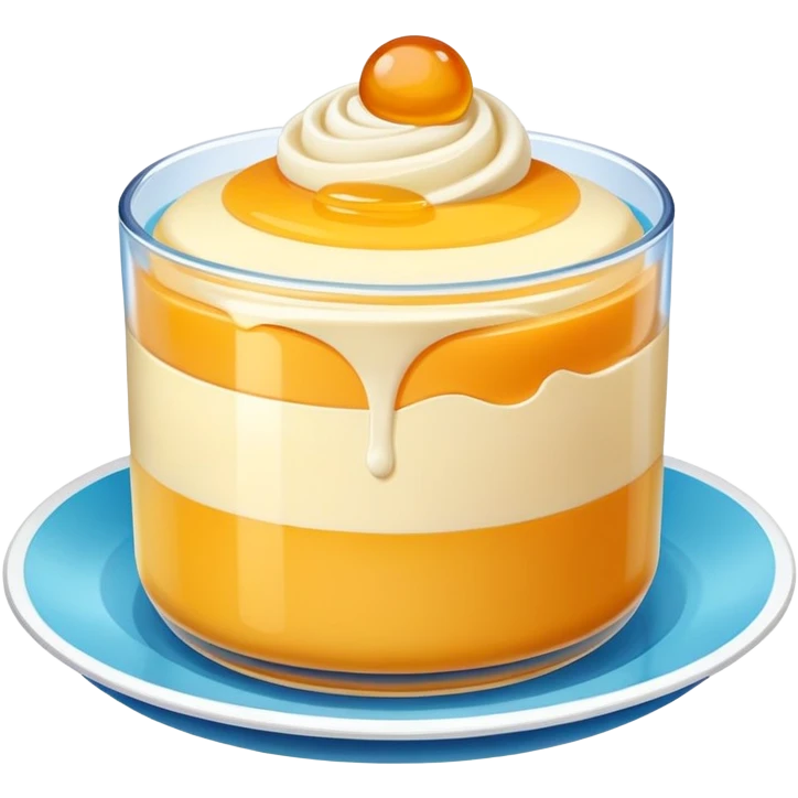 Guangdong Double Skin Milk pudding with smooth layers, simplified emoji style with bold outlines and bright colors, cartoon style famous Cantonese dessert emoji