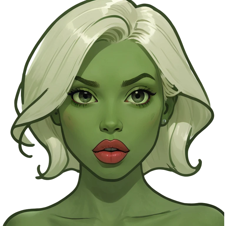 Blond girl with big lips emoji