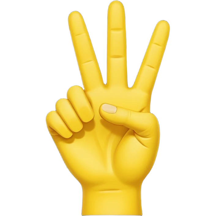 Right yellow hand
Peace sign but with thumb extended out  emoji