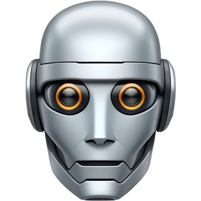 sleek robot head with a digital visor, ultimate AI assistant, Jarvis-inspired emoji
