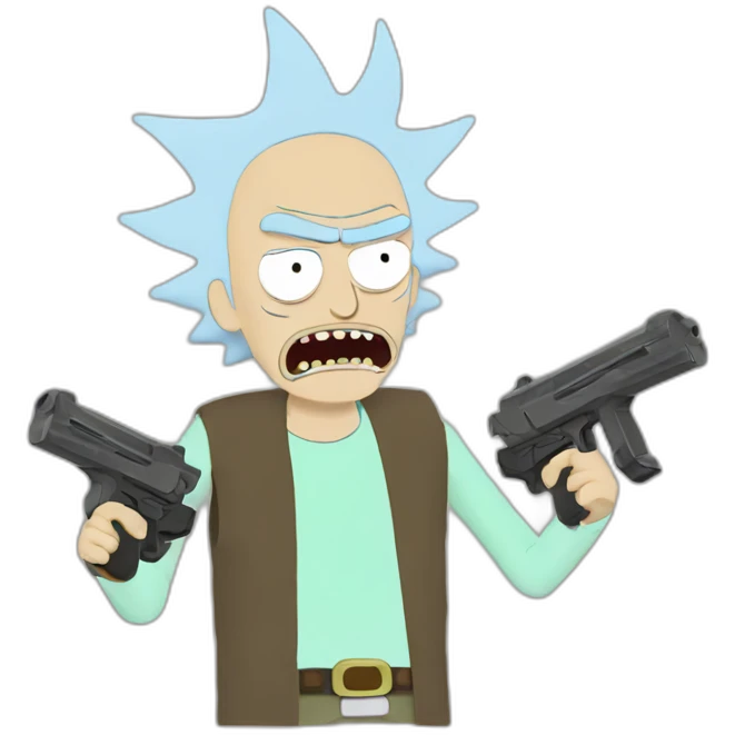 Rick and Morty with guns emoji