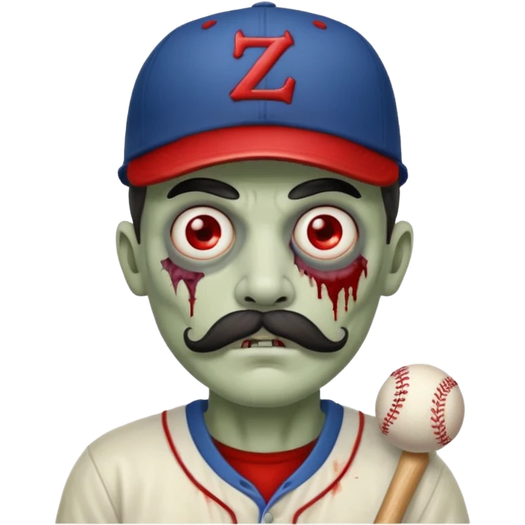 zombie with baseball hat and mustache emoji