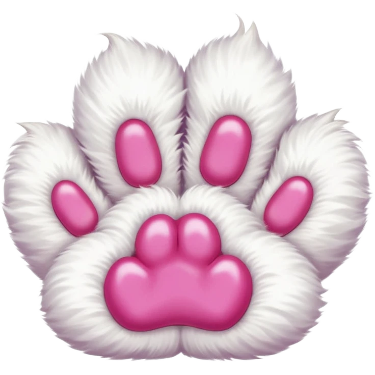 white cat paw with arm, from the bottom, vivid pink toe beans, cute emoji