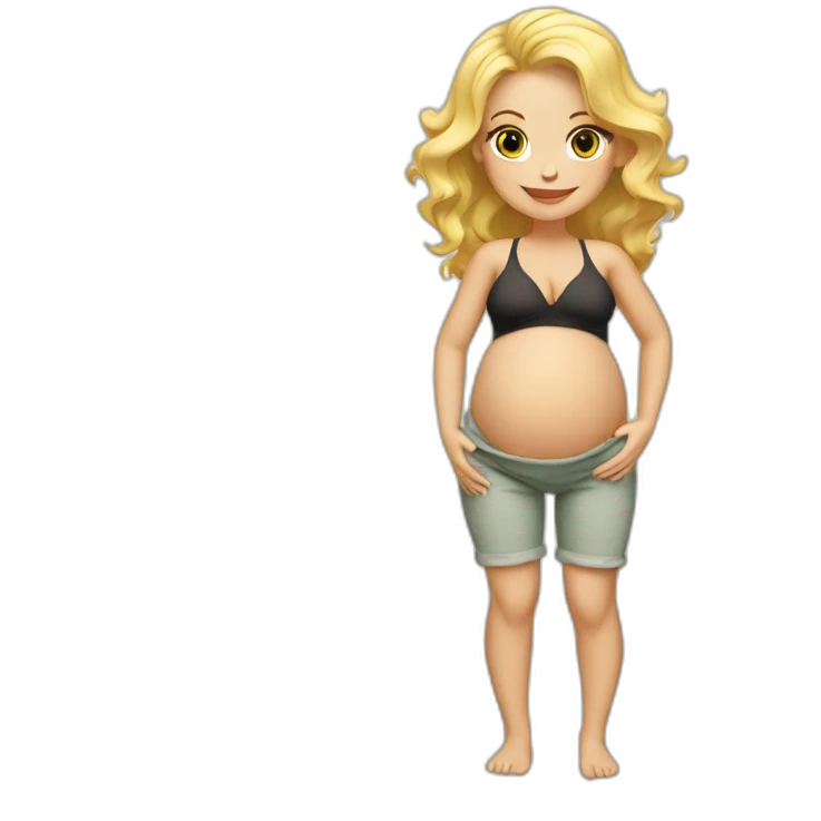 adorable pregnant blond full body women with beach-wave-hair emoji
