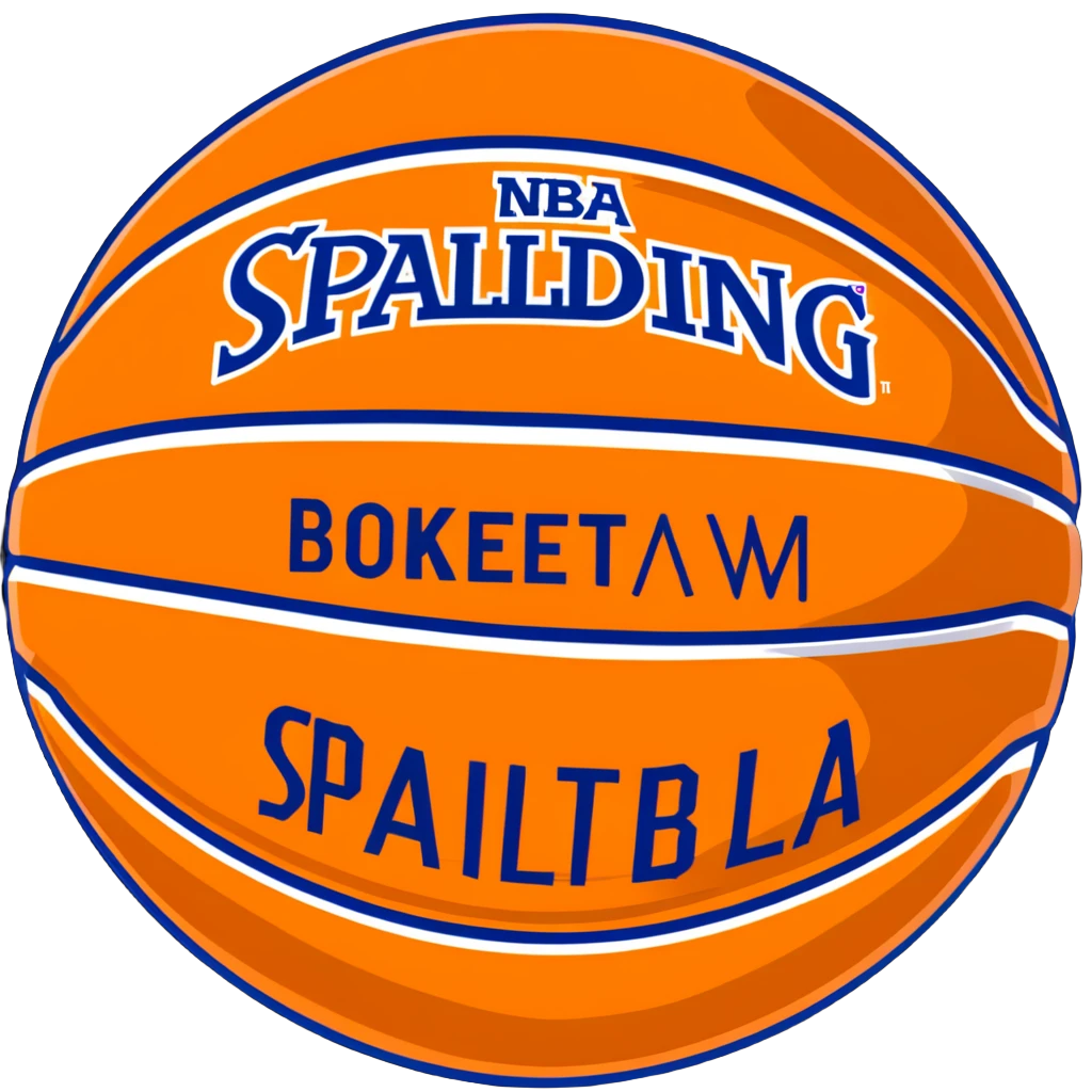 Minimalist Spalding basketball with NBA logo, orange with black lines emoji