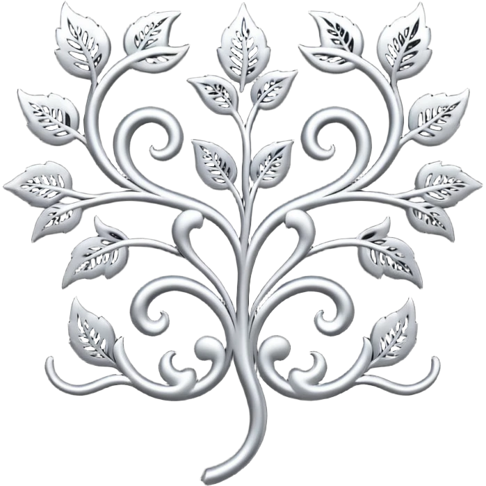 Black and silver filigree vine design, 3D, extremely detailed design emoji