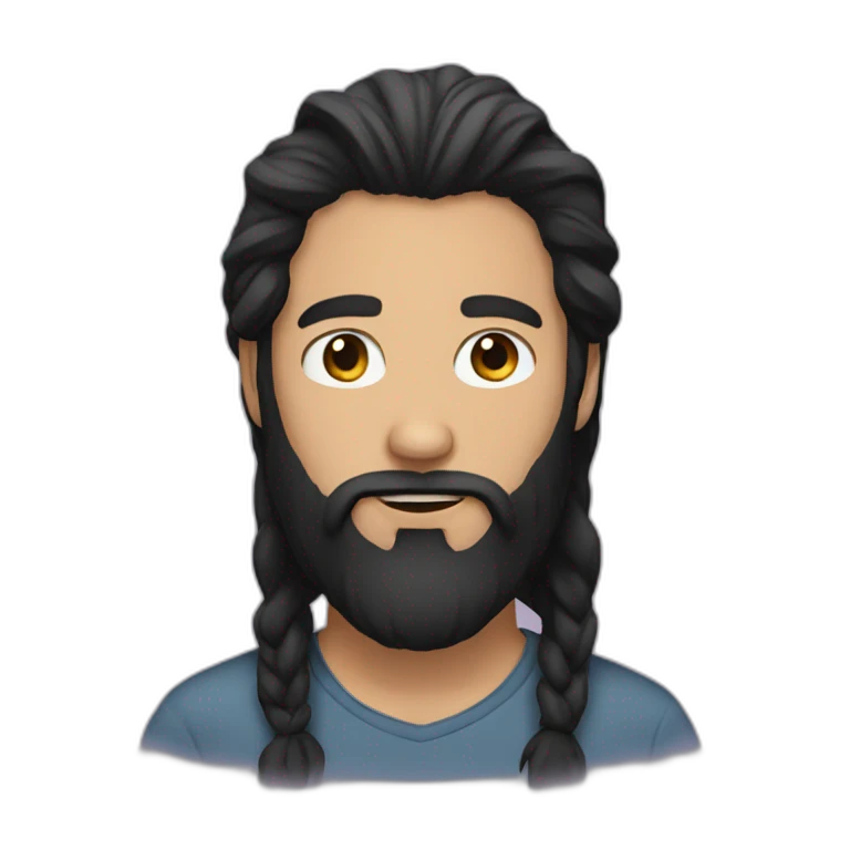 guy with black long hair and a beard emoji