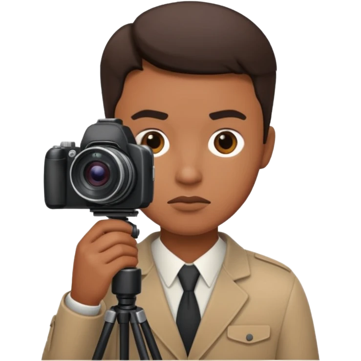 a journalist with a camera emoji