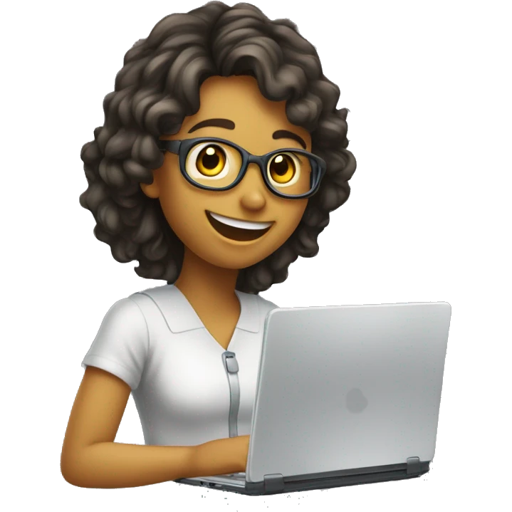 fille chatin souriante qui travaille sur ordinateur emoji