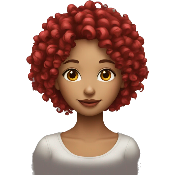 curly hair girl with red cherry highlights emoji