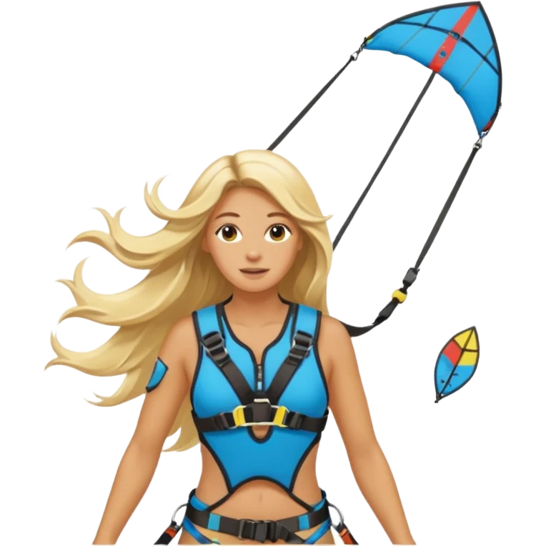 Blonde long haired ladie Kitesurfing with harness emoji