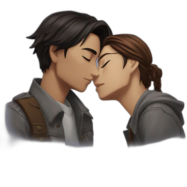 Levi Ackerman and Hanji Zoë kissing emoji