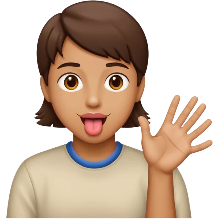 Tongue out with hands to the side emoji