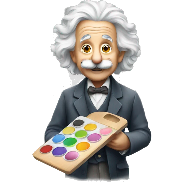 albert einstein happy holding a paint palette emoji