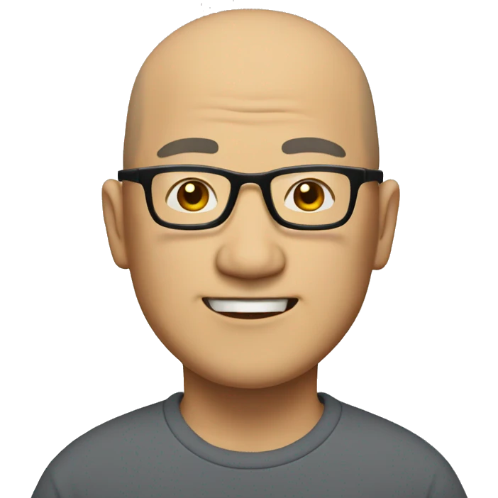middle aged bald asian man with glasses emoji