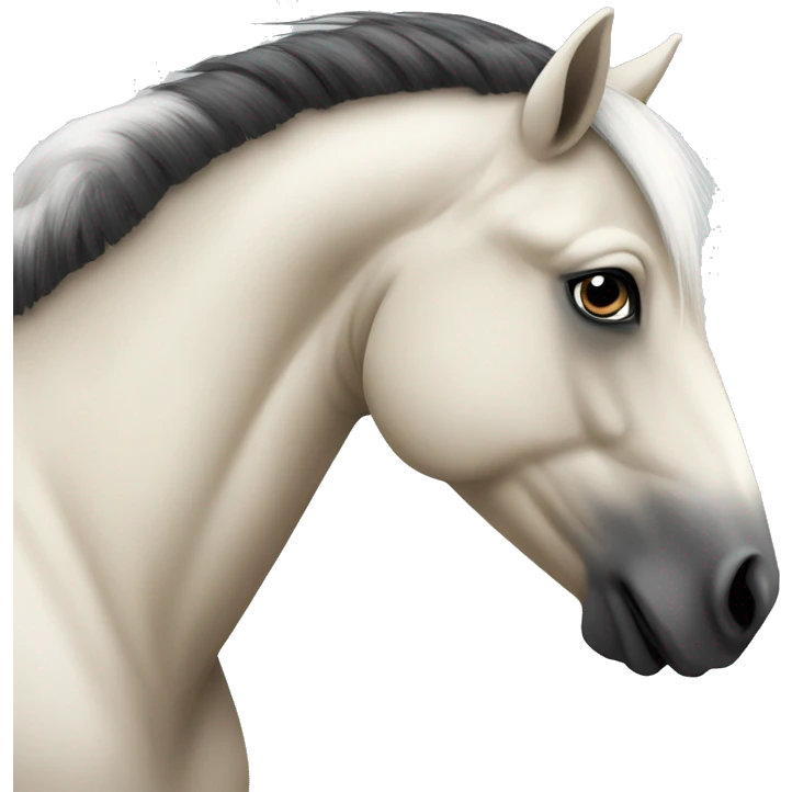 Fjord horse with black and white mohawk manes emoji