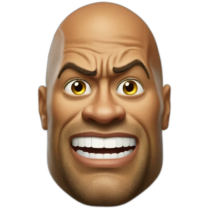 dwayne johnson, with shrek face, angry emoji