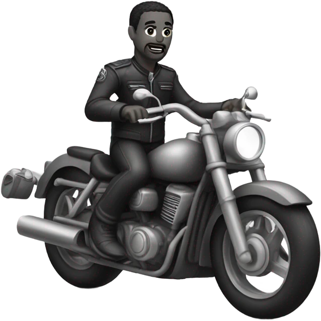 monochrome portrait of a man riding motorcycle  emoji