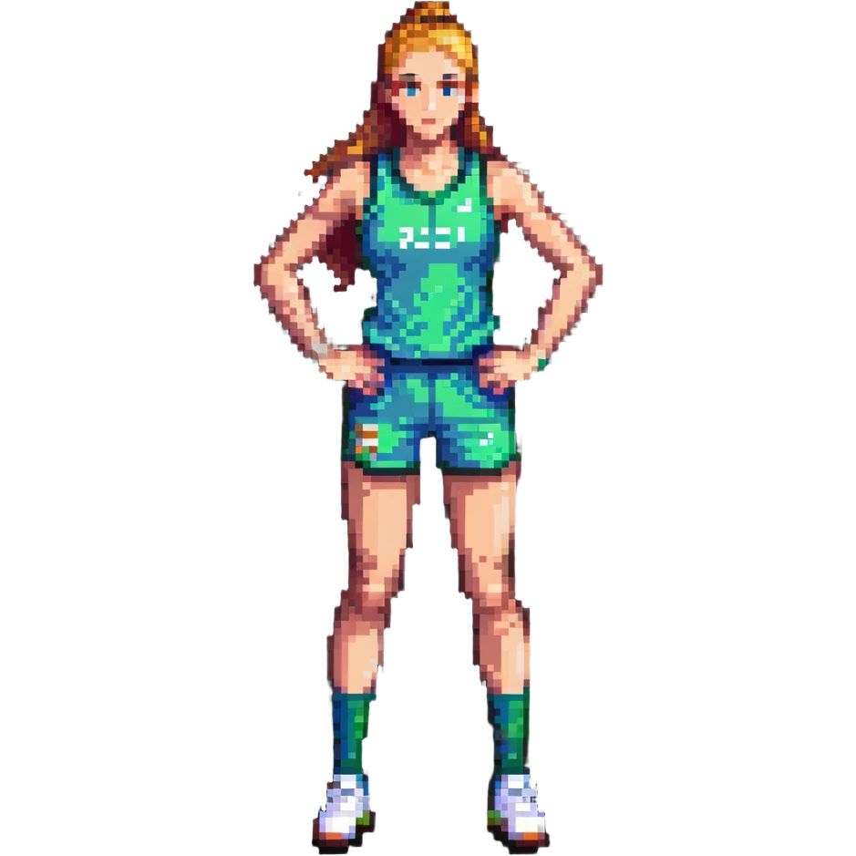 female athlete full body in sports kit standing emoji