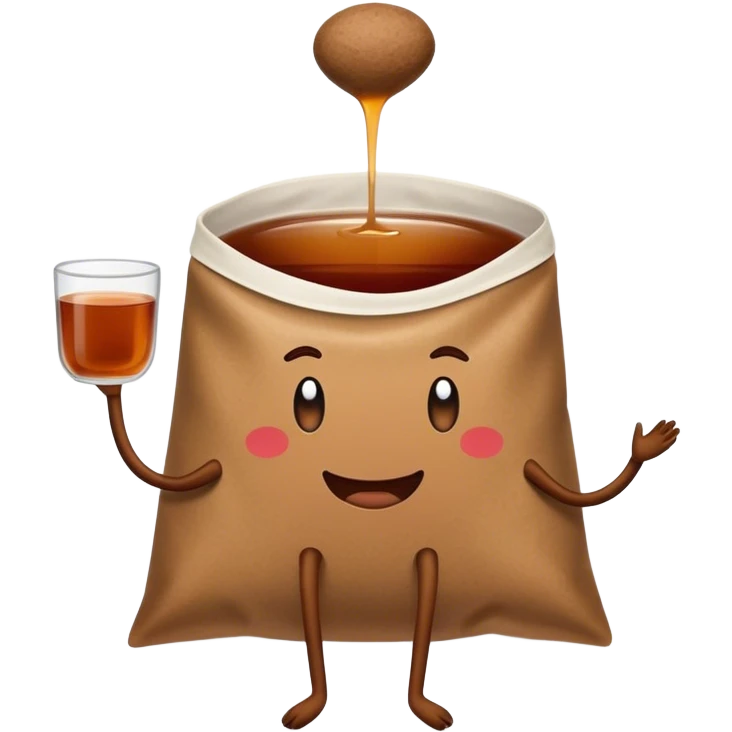 A teabag with legs emoji