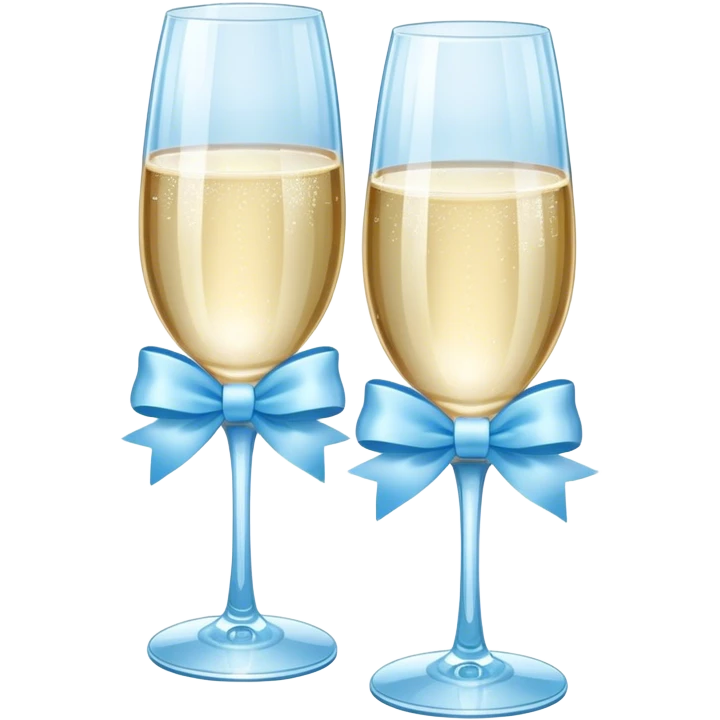 two light blue champagne glass with light blue bow  emoji