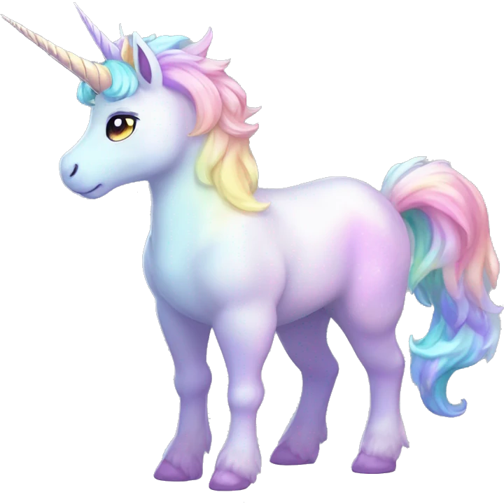 Shiny Sparkly Colorful Fluffy beautiful fantasy unicorn horn Kawaii Ethereal Anthro Sona Fakemon-animal Full Body emoji