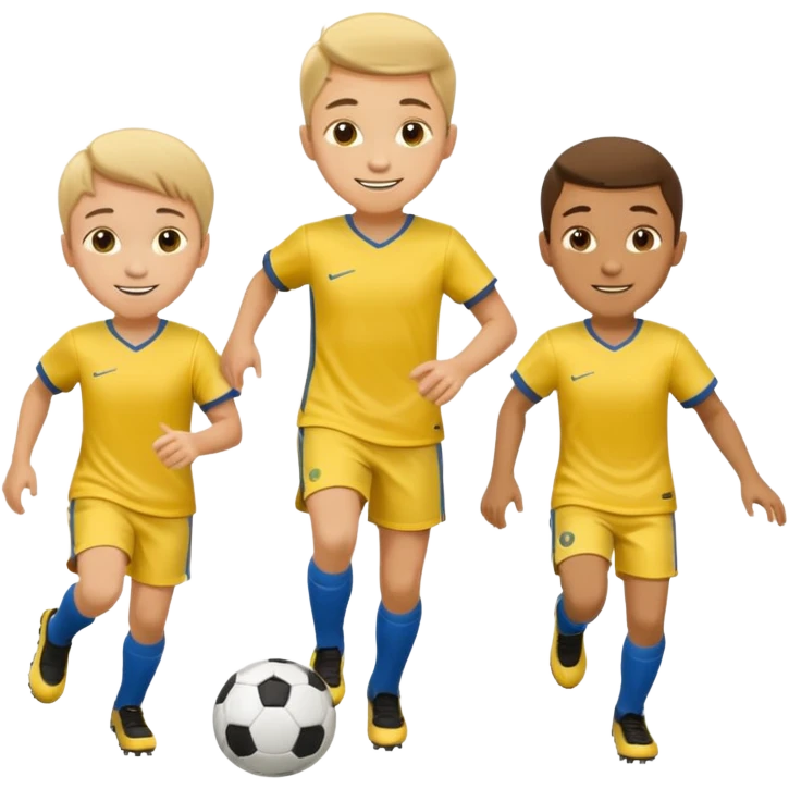 kids play soocer in yellow dress, boys emoji