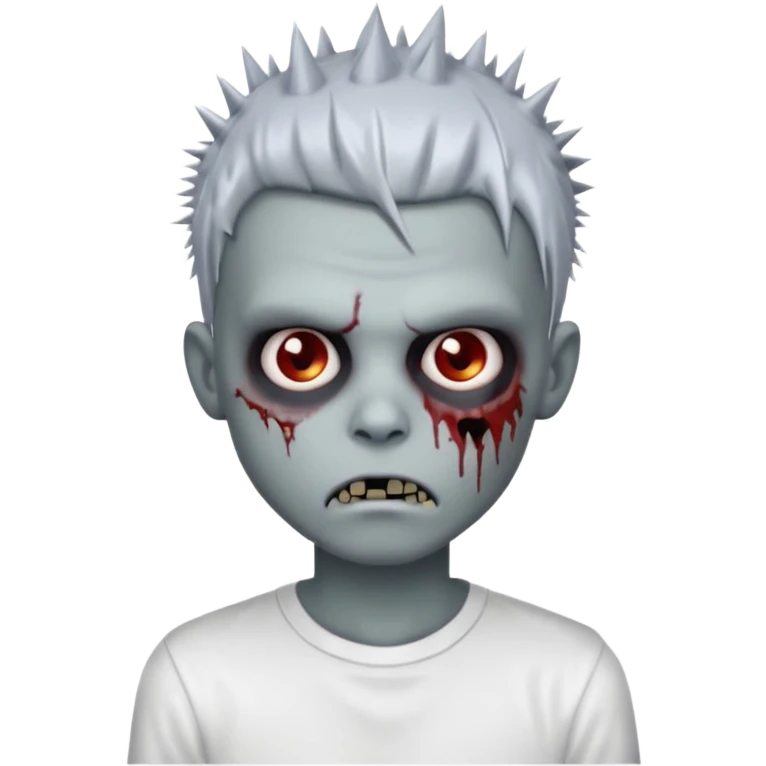 chrome zombie boy with spiky emo hair and white shirt emoji