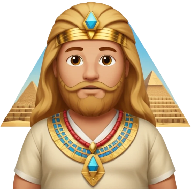 fat male blond reddish long hair agent with three-day-beard in egypt with pyramid. emoji