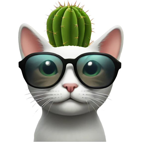 Cat with sunglasses and a cactus emoji
