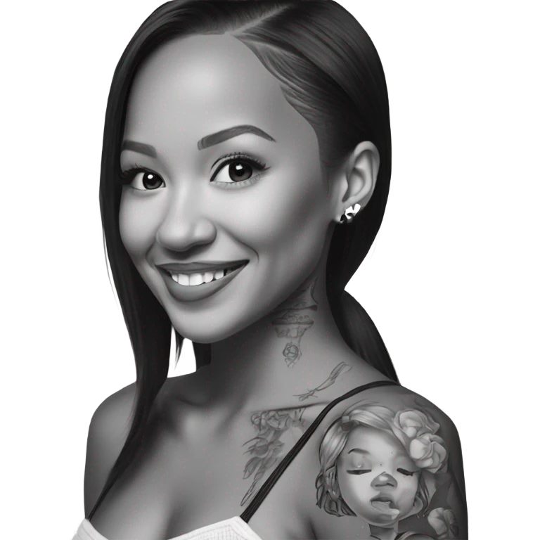 3d Hyper Realistic tattoo Karrueche Tran photo  emoji