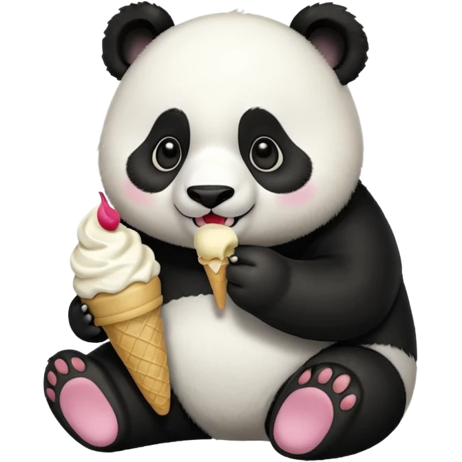 Panda eating ice cream emoji