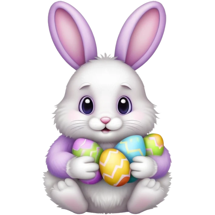 Easter bunny with colorful eggs emoji