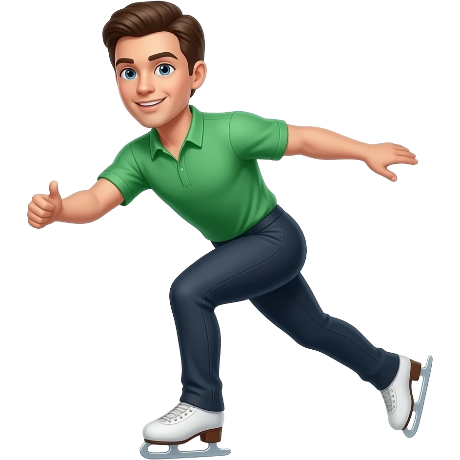 male olympic figure skater with green shirt full-length skating emoji