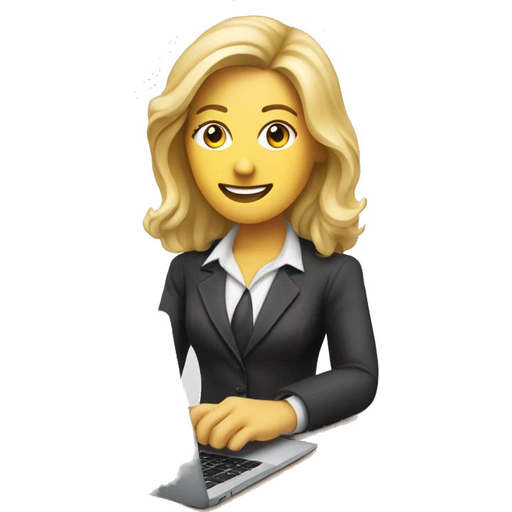 blonde medium hair mortgage loan officer with laptop and cmg home loans logo emoji