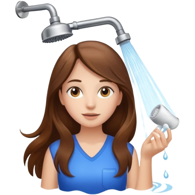 beautiful girl with long brown hair constructing new bathroom area with new shower and amenities  emoji