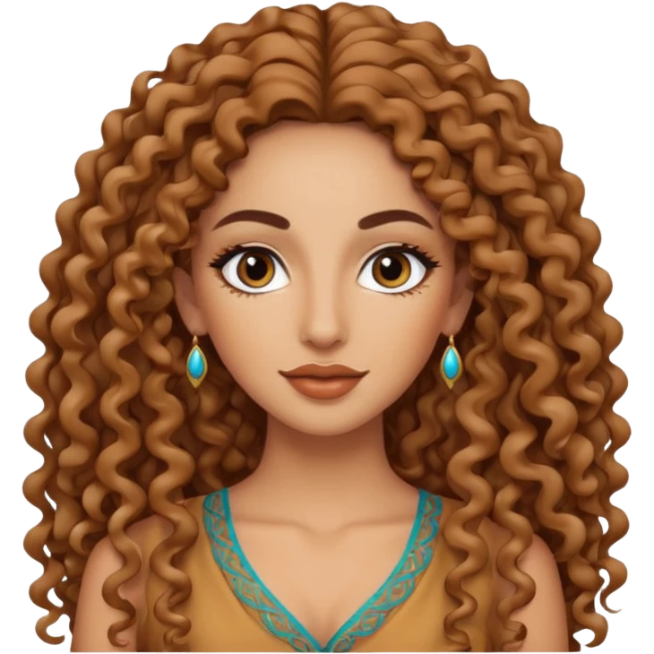 92i make up with long cruly hair morrocan emoji