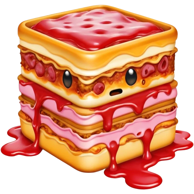 melted pink dripping sauce SPAM MEAT lasagna monster emoji