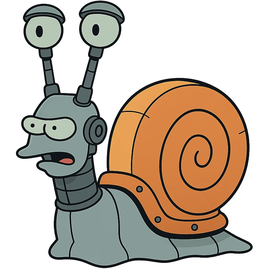flat toon style robot snail emoji