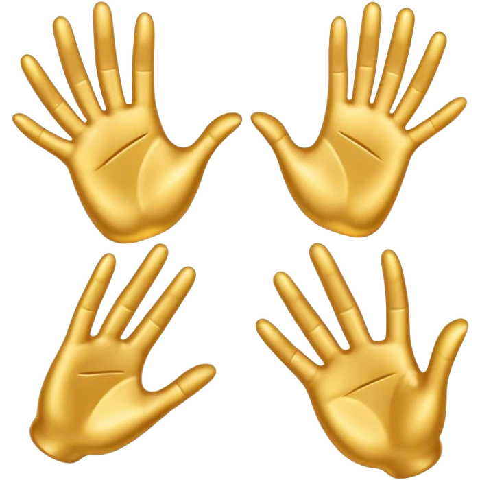 Golden cartoon hands emoji