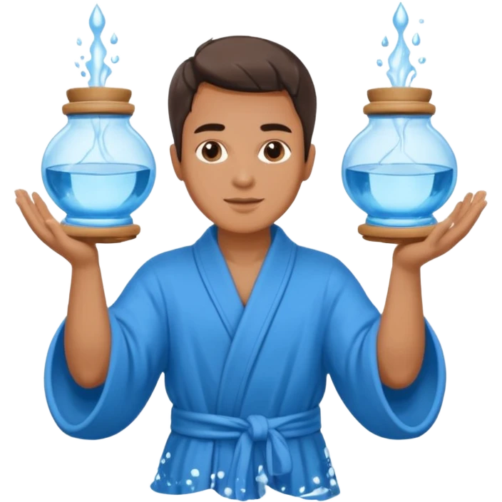 Water bearer holding do jars and spiking water inspired by aquarius sign emoji