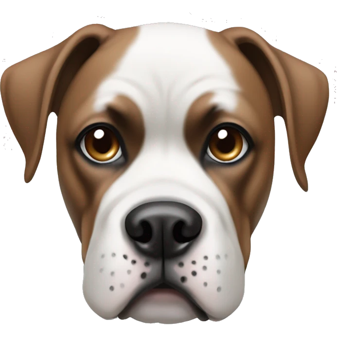 White boxer dog with one blue eye and one brown eye emoji