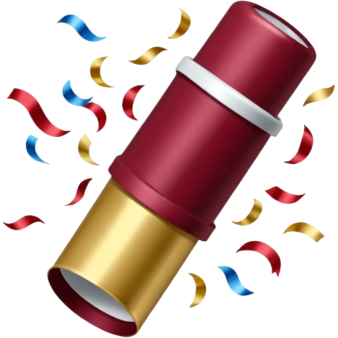 Burgundy and white confetti popper emoji