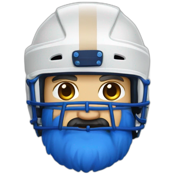 Hockeyeurs barbu habillé de bleu avec casque emoji